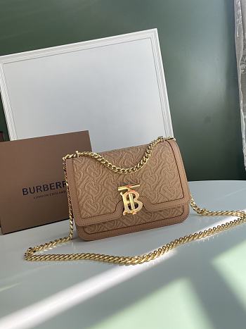 Kitlife Burberry Quilted Monogram Lambskin Crossbody Bag Beige 21x6x16cm 