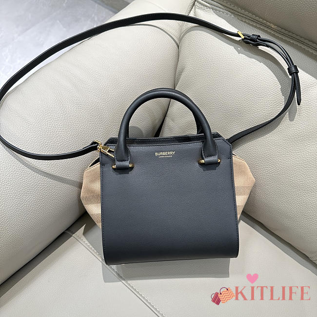 Kitlife Burberry Banwell Tote Bag In Black Leather 21x20x13cm - 1