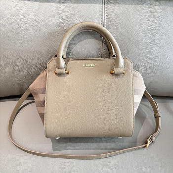 Kitlife Burberry Banwell Tote Bag In Light Beige Leather 21x20x13cm