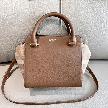Kitlife Burberry Banwell Tote Bag In Brown Leather 21x20x13cm