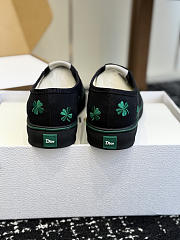 Kitlife Dior Saltwind Sneaker Black Cotton Embroidered with Green Dior Clover Motif - 3