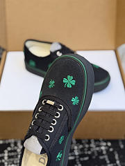 Kitlife Dior Saltwind Sneaker Black Cotton Embroidered with Green Dior Clover Motif - 4