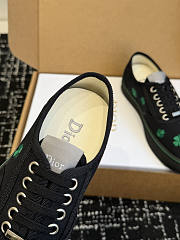 Kitlife Dior Saltwind Sneaker Black Cotton Embroidered with Green Dior Clover Motif - 2