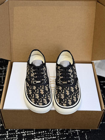 Kitlife Dior Saltwind Sneaker Beige and Blue Dior Oblique Embroidered Cotton