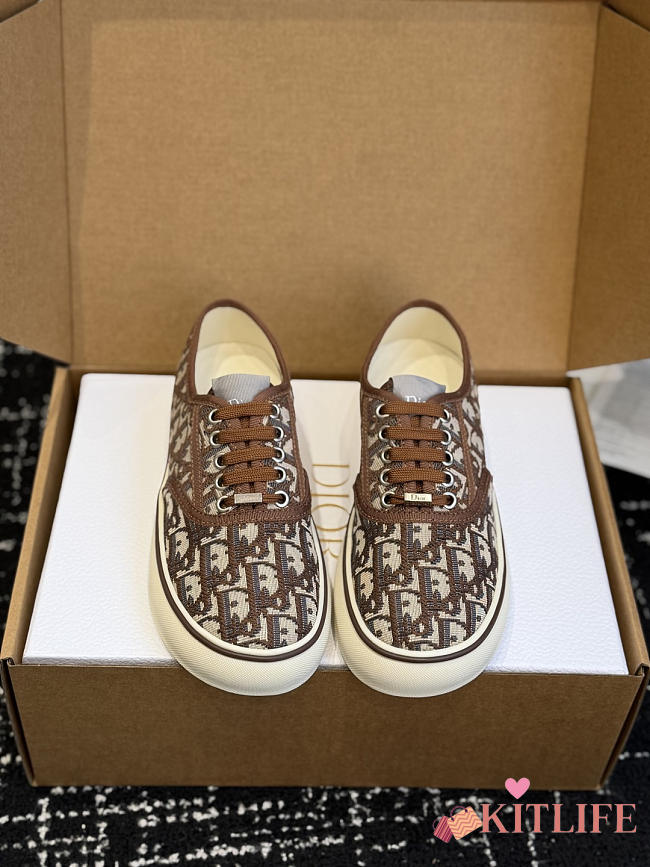 Kitlife Dior Saltwind Sneaker Beige and Brown Dior Oblique Embroidered Cotton  - 1