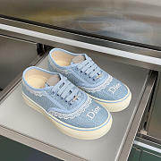 Kitlife Dior Saltwind Sneaker Blue Dior Oblique Embroidered Cotton and White Lace - 1