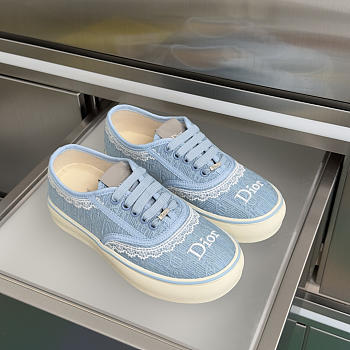Kitlife Dior Saltwind Sneaker Blue Dior Oblique Embroidered Cotton and White Lace