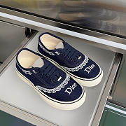 Kitlife Dior Saltwind Sneaker Dark Blue Dior Oblique Embroidered Cotton and White Lace  - 1
