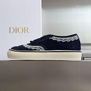 Kitlife Dior Saltwind Sneaker Dark Blue Dior Oblique Embroidered Cotton and White Lace  - 5