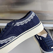 Kitlife Dior Saltwind Sneaker Dark Blue Dior Oblique Embroidered Cotton and White Lace  - 4