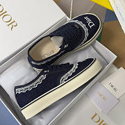 Kitlife Dior Saltwind Sneaker Dark Blue Dior Oblique Embroidered Cotton and White Lace  - 2