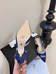 Kitlife Dior J'Adior Slingback Dior Oblique Blue Embroidered Cotton And White Lace - 4