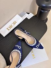 Kitlife Dior J'Adior Slingback Dior Oblique Blue Embroidered Cotton And White Lace - 2