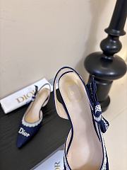 Kitlife Dior J'Adior Slingback Dior Oblique Blue Embroidered Cotton And White Lace - 3