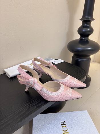 Kitlife Dior J'Adior Slingback Dior Oblique Pink Embroidered Cotton And White Lace