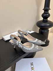Kitlife Dior J'Adior Slingback Dior Oblique Grey Embroidered Cotton And White Lace  - 1