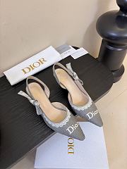 Kitlife Dior J'Adior Slingback Dior Oblique Grey Embroidered Cotton And White Lace  - 5
