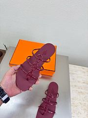 Kitlife Hermes Mykonos Sandals Burgundy - 3