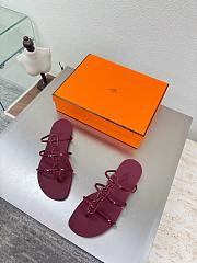 Kitlife Hermes Mykonos Sandals Burgundy - 6