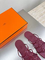 Kitlife Hermes Mykonos Sandals Burgundy - 5