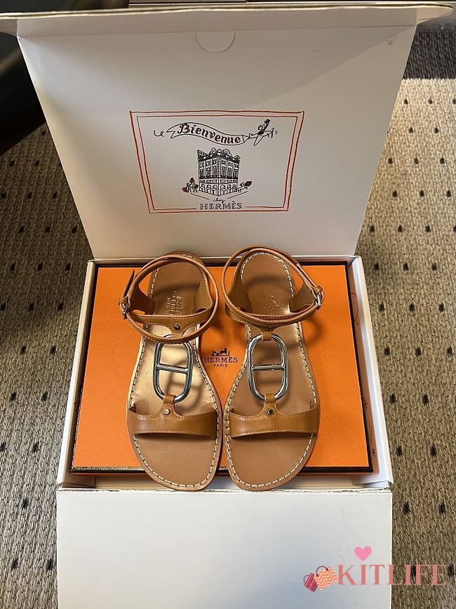 Kitlife Hermes Marinella Sandals Brown - 1
