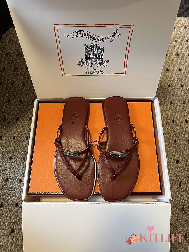 Kitlife Hermes Miss Sandals Dark Brown - 1