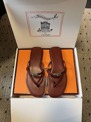 Kitlife Hermes Miss Sandals Dark Brown