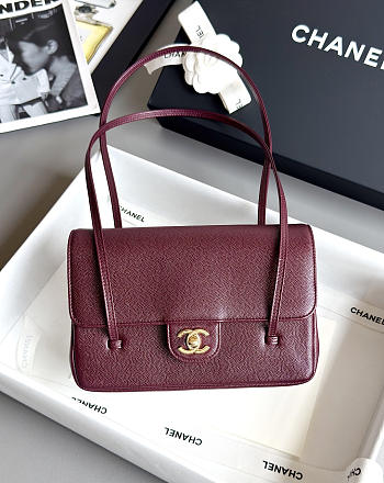 Kitlife Chanel 26P Flap Bag Burgundy Grained Shiny Calfskin AS6130 15x22x7cm 