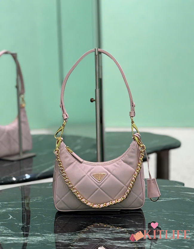 Kitlife Prada Re-Edition Quilted Mini Bag Light Pink Saffiano Leather 1BC204 18x22x6cm   - 1