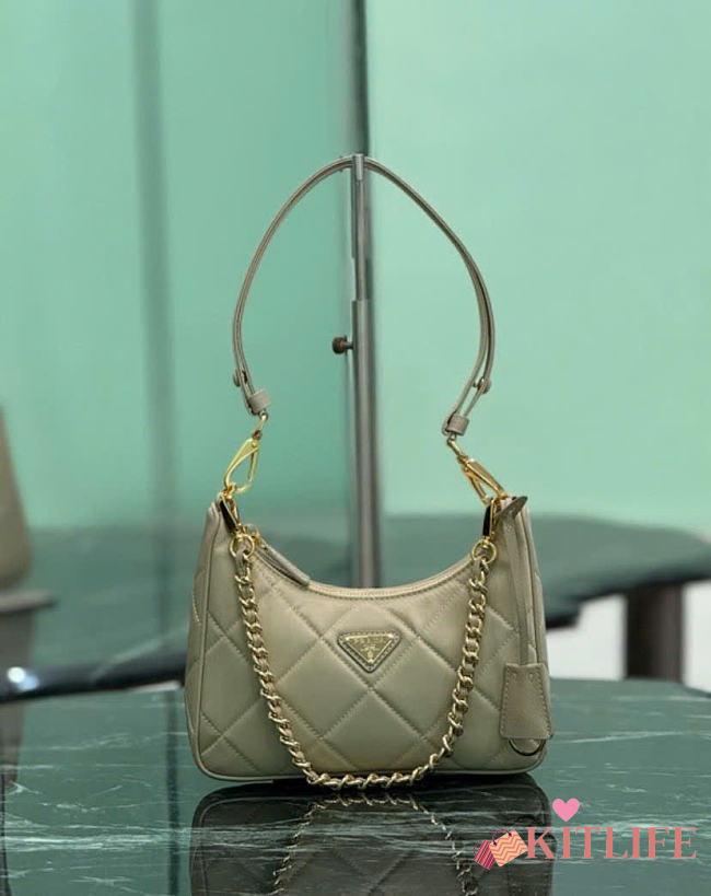 Kitlife Prada Re-Edition Quilted Mini Bag Beige Saffiano Leather 1BC204 18x22x6cm  - 1