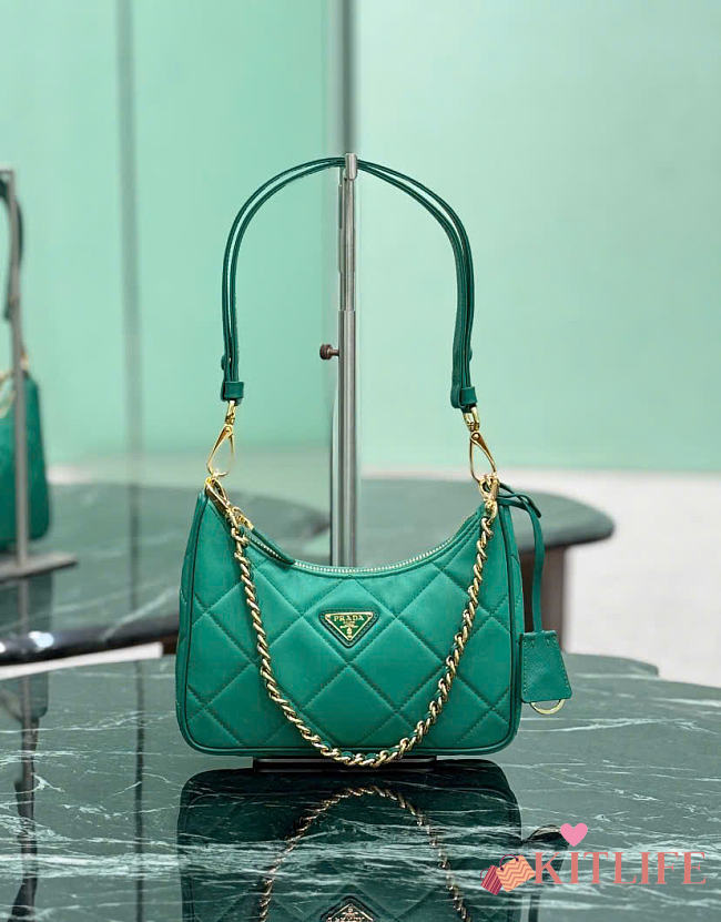 Kitlife Prada Re-Edition Quilted Mini Bag Green Saffiano Leather 1BC204 18x22x6cm  - 1