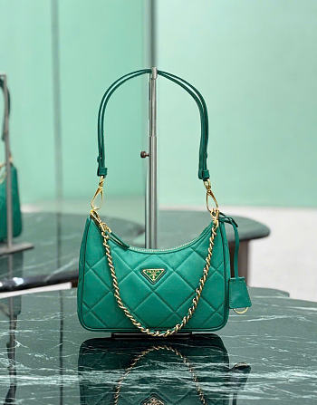 Kitlife Prada Re-Edition Quilted Mini Bag Green Saffiano Leather 1BC204 18x22x6cm 