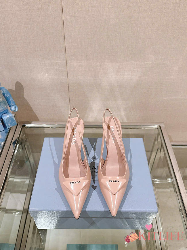 Kitlife Prada Brushed leather Slingback Pumps Light Pink 75 mm - 1
