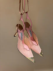 Kitlife Jimmy Choo Lace Pumps Pink With Metal Lace  - 1