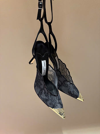 Kitlife Jimmy Choo Lace Pumps Black With Metal Lace 