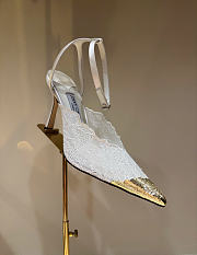 Kitlife Jimmy Choo Lace Pumps White With Metal Lace - 3