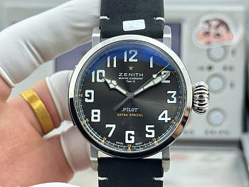 Kitlife Zenith Pilot Men Automatic Watch Black 45mm 