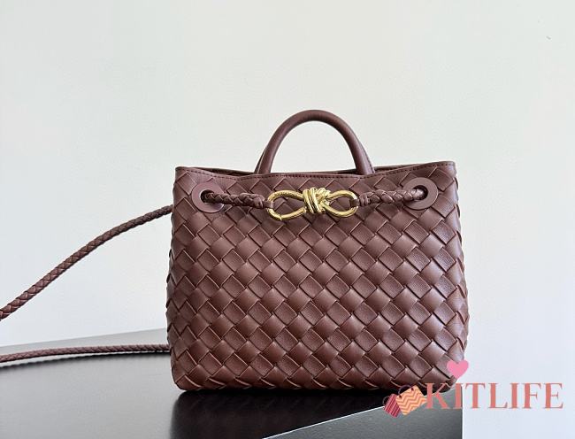 Kitlife Bottega Veneta Andiamo Small Bag Burgundy Brown - 25x22x10.5cm  - 1