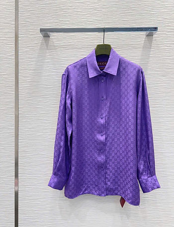 Kitlife Gucci GG Silk Jacquard Oversize Shirt Purple