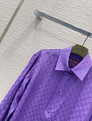 Kitlife Gucci GG Silk Jacquard Oversize Shirt Purple - 6