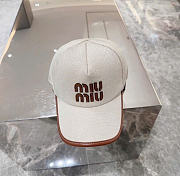 Kitlife Miu Miu Logo Baseball Cap in Cream Canvas & Leather - 4