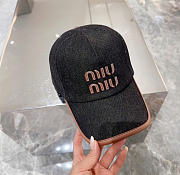 Kitlife Miu Miu Logo Baseball Cap in Black Canvas & Leather  - 6