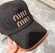 Kitlife Miu Miu Logo Baseball Cap in Black Canvas & Leather  - 2