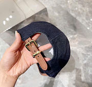 Kitlife Miu Miu Logo Baseball Cap in Dark Blue Canvas & Leather  - 5