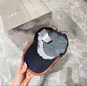 Kitlife Miu Miu Logo Baseball Cap in Dark Blue Canvas & Leather  - 4