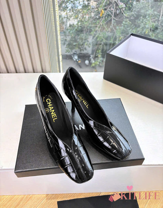 Kitlife Chanel Crocodile Embossed Calfskin & Patent Calfskin Black 95mm - 1