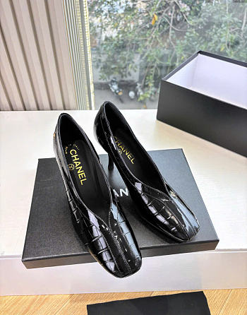 Kitlife Chanel Crocodile Embossed Calfskin & Patent Calfskin Black 95mm