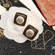 Kitlife Chanel Square Pearl and Crystal Letter Earrings - 2