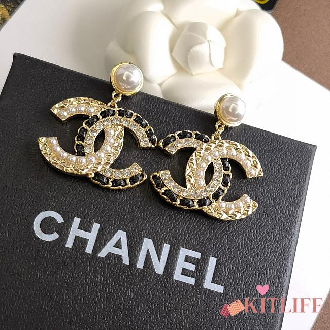Kitlife Chanel Crystal Pearl Stud Earrings - 1