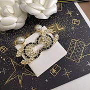 Kitlife Chanel Crystal Pearl Stud Earrings - 2